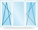 Трехстворчатое окно с двумя поворотно-откидными створками